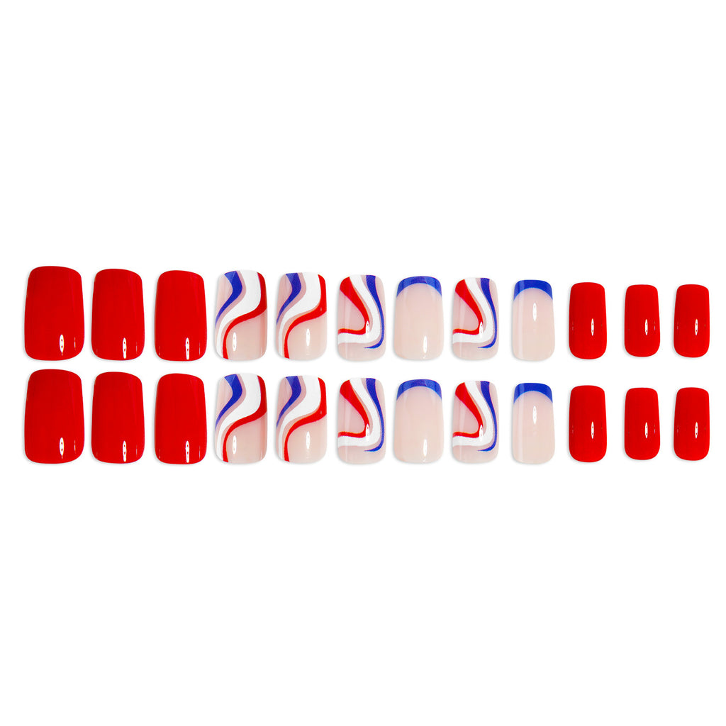 American Flag Independence Day Red&blue Stripes Nails