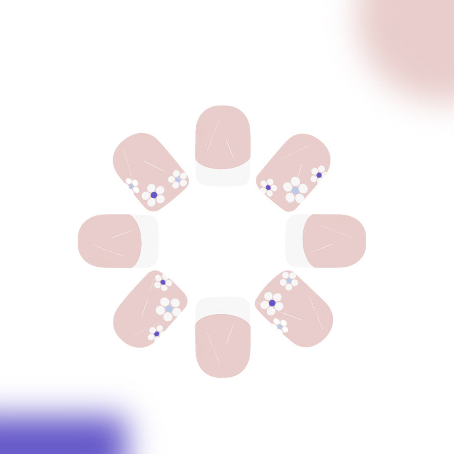 24pcs Short square French-style cute flowers