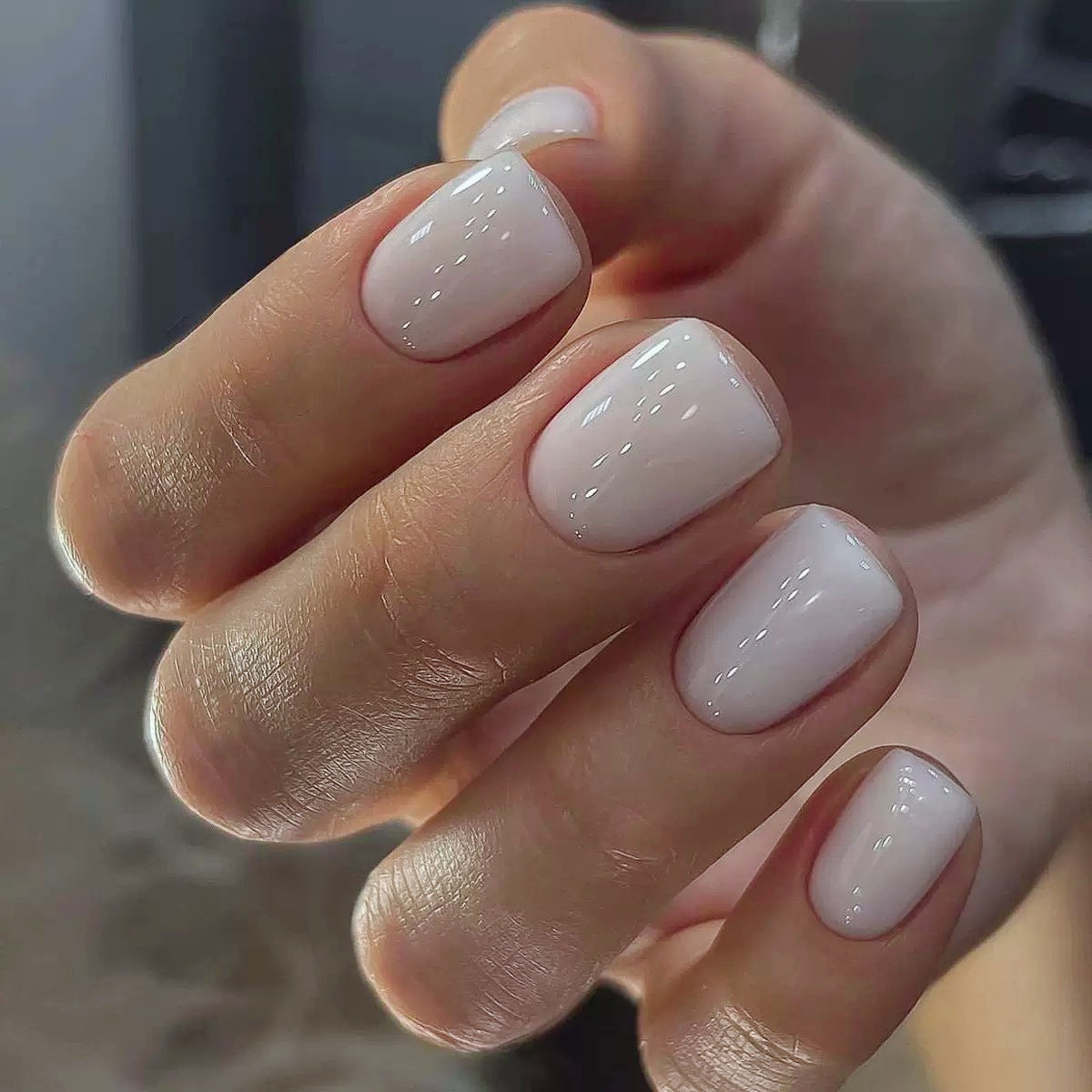 Pure white cream nails