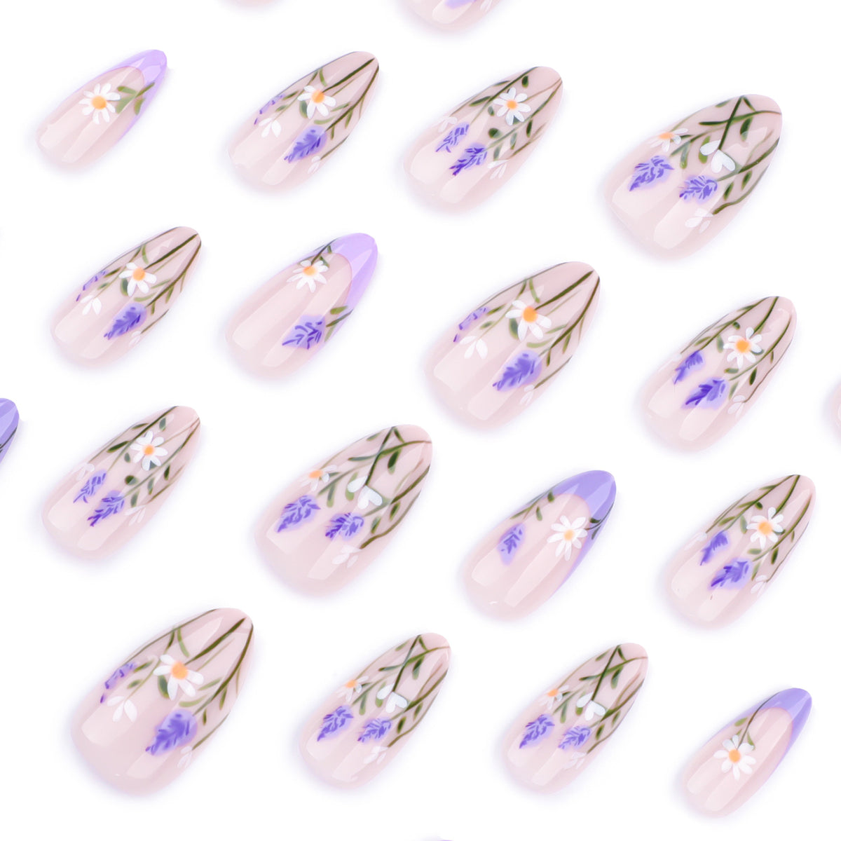 Purple phoenix-tailed flower nails