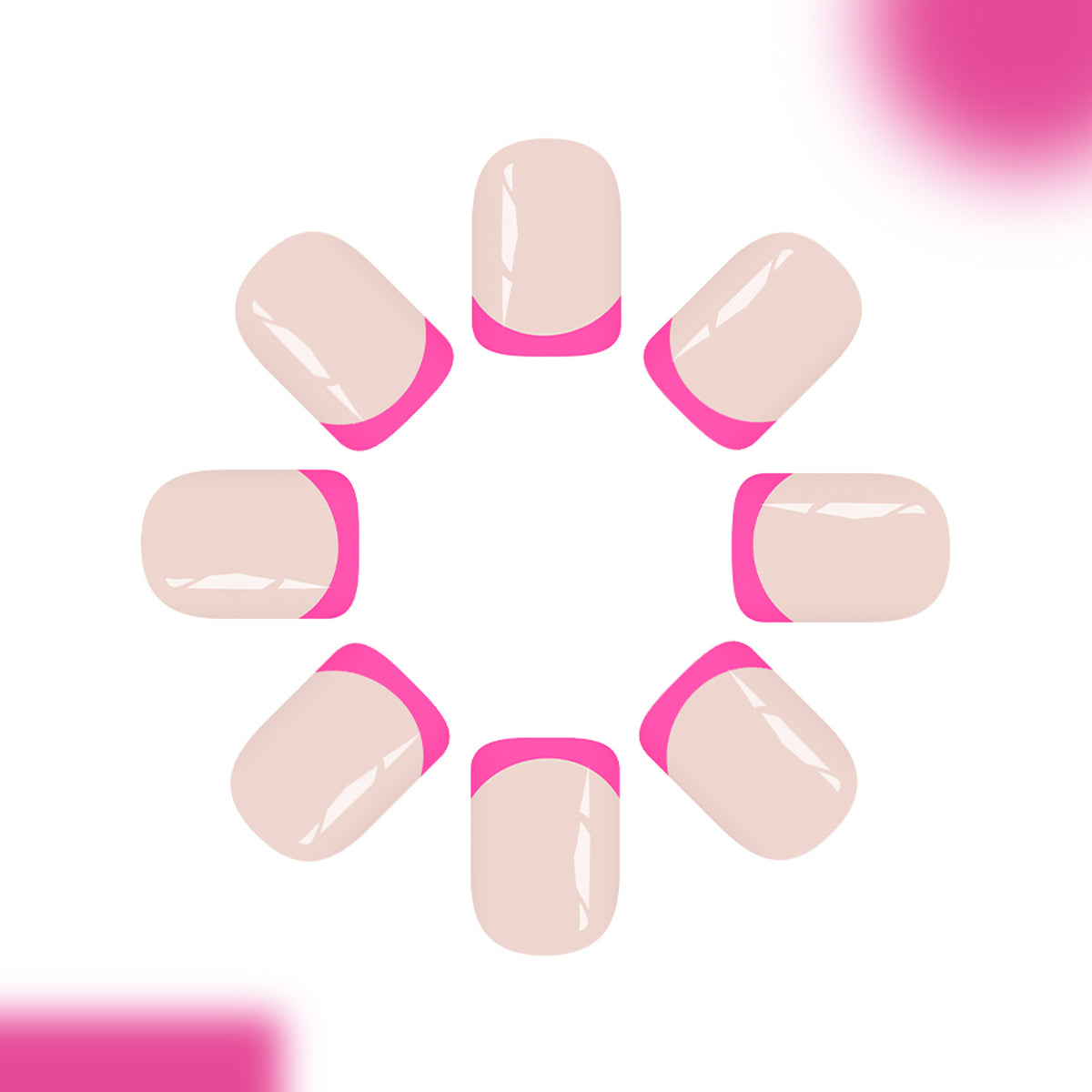 Short Square White French Multi-purpose Nails