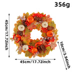 Autumn pumpkin pinecone wreath door and window decorations Thanksgiving
