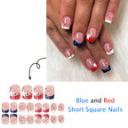 American Flag Polka Dot French Independence Day Square Nails