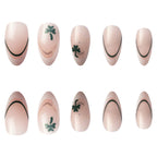 24pcs Short White Almond St. Patrick's Day clover Nails
