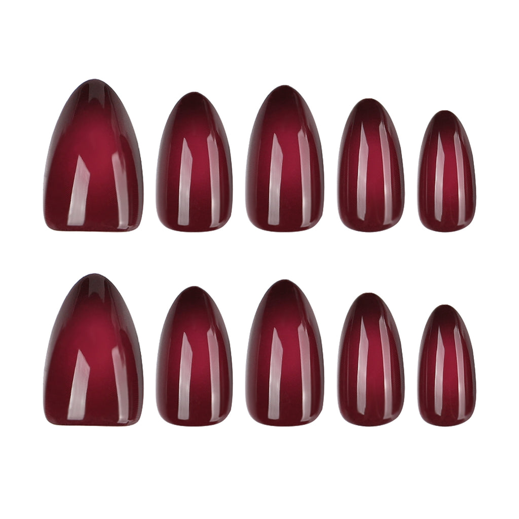 Red Ombre Almond Long Press On Nails