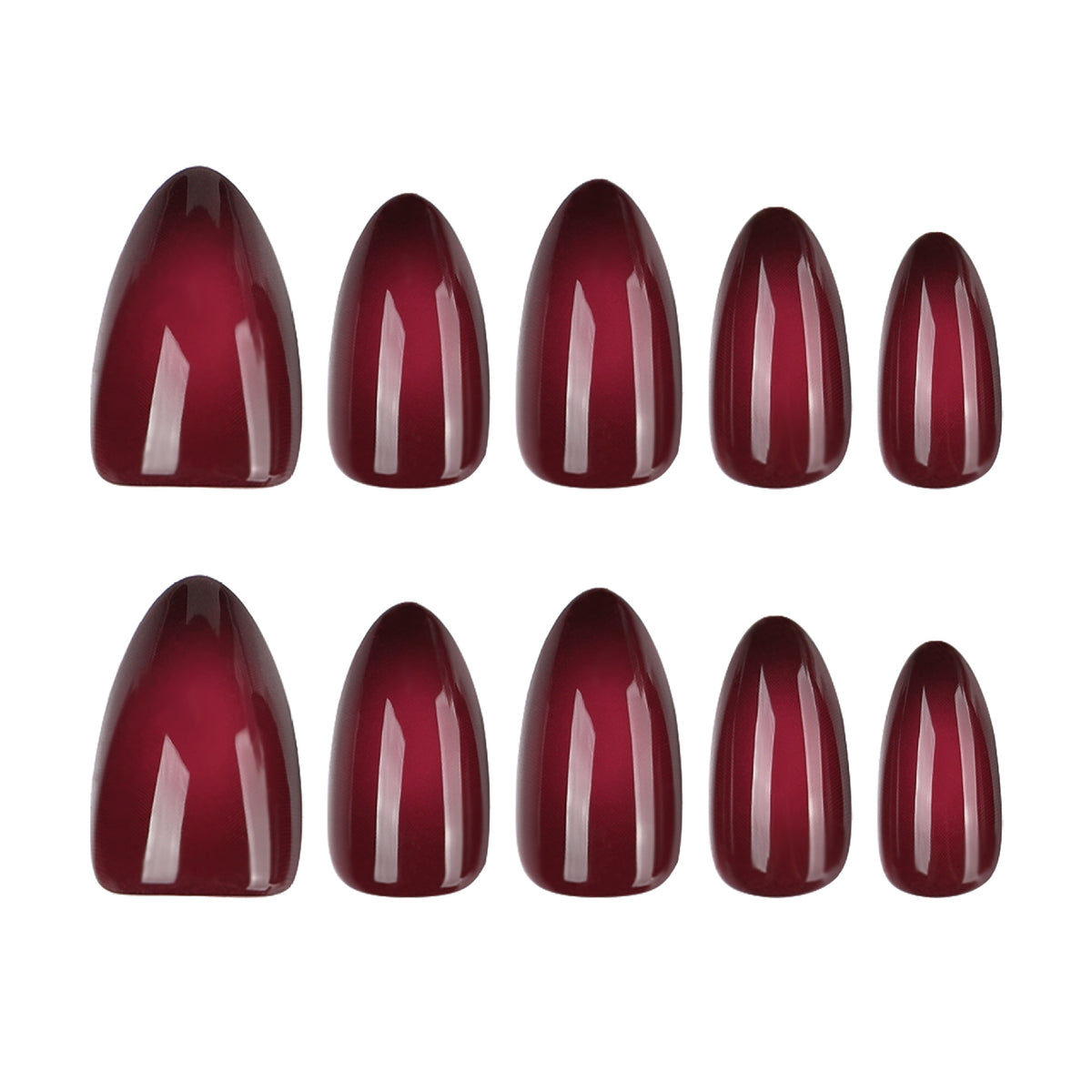 Red Ombre Almond Long Press On Nails