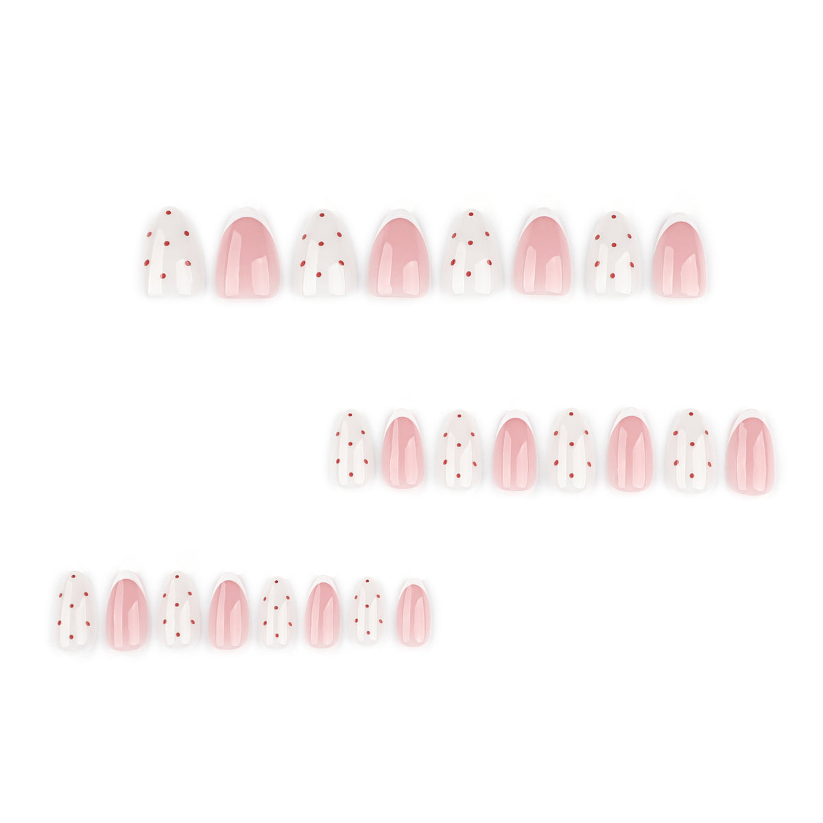 24pcs Best-selling Almond French style polka dots Nails