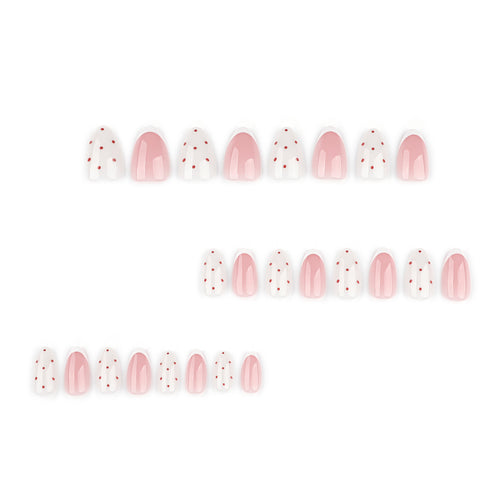 24pcs Best-selling Almond French style polka dots Nails