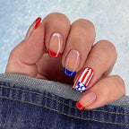 24pcs American Flag Independence Day Stripes Long Nails
