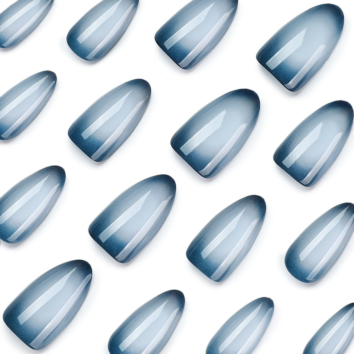 Blue Almond Glossy Long nails