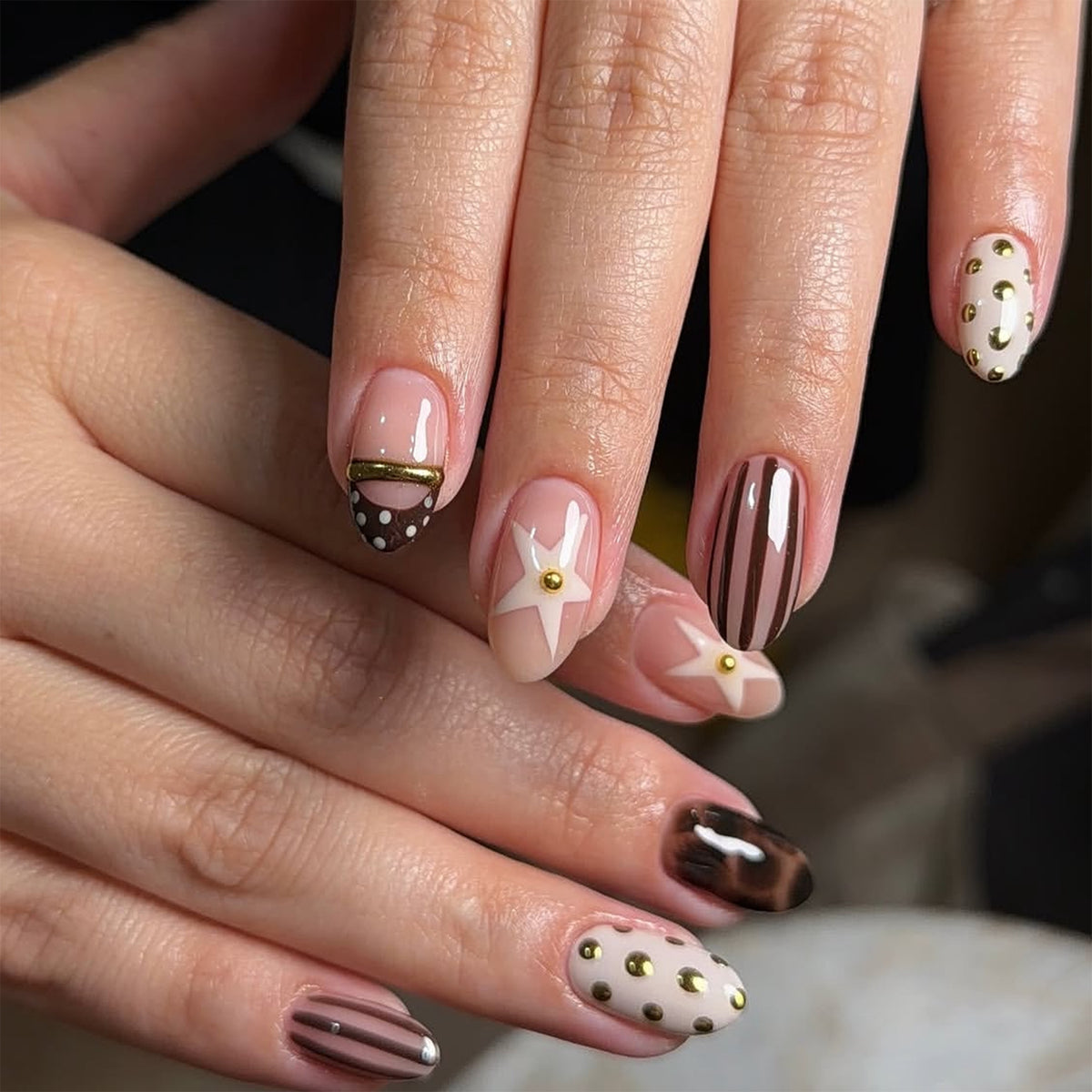 Handmade chocolate star nails