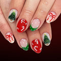 Bow Christmas tree nails