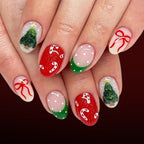 Bow Christmas tree nails