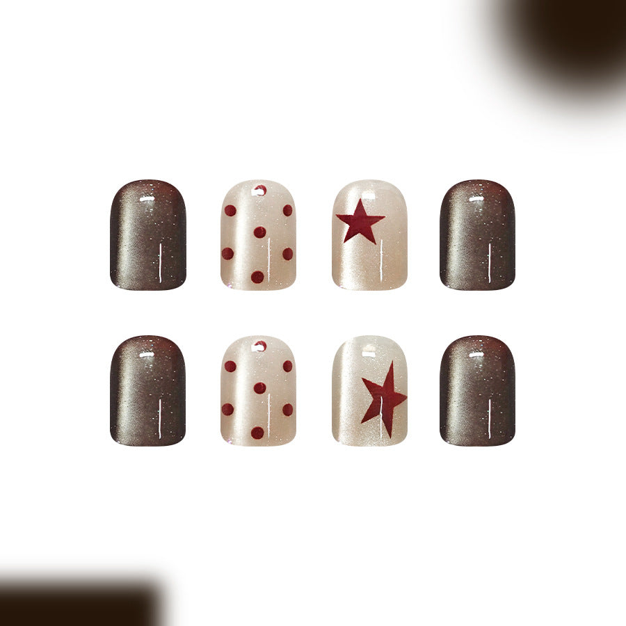 Polka dot five-pointed star nails