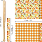 Glitter Foil Fall Pumpkin Wrapping Paper Roll Autumn Harvest Floral Pumpkin Gift Wrap for Thanksgiving