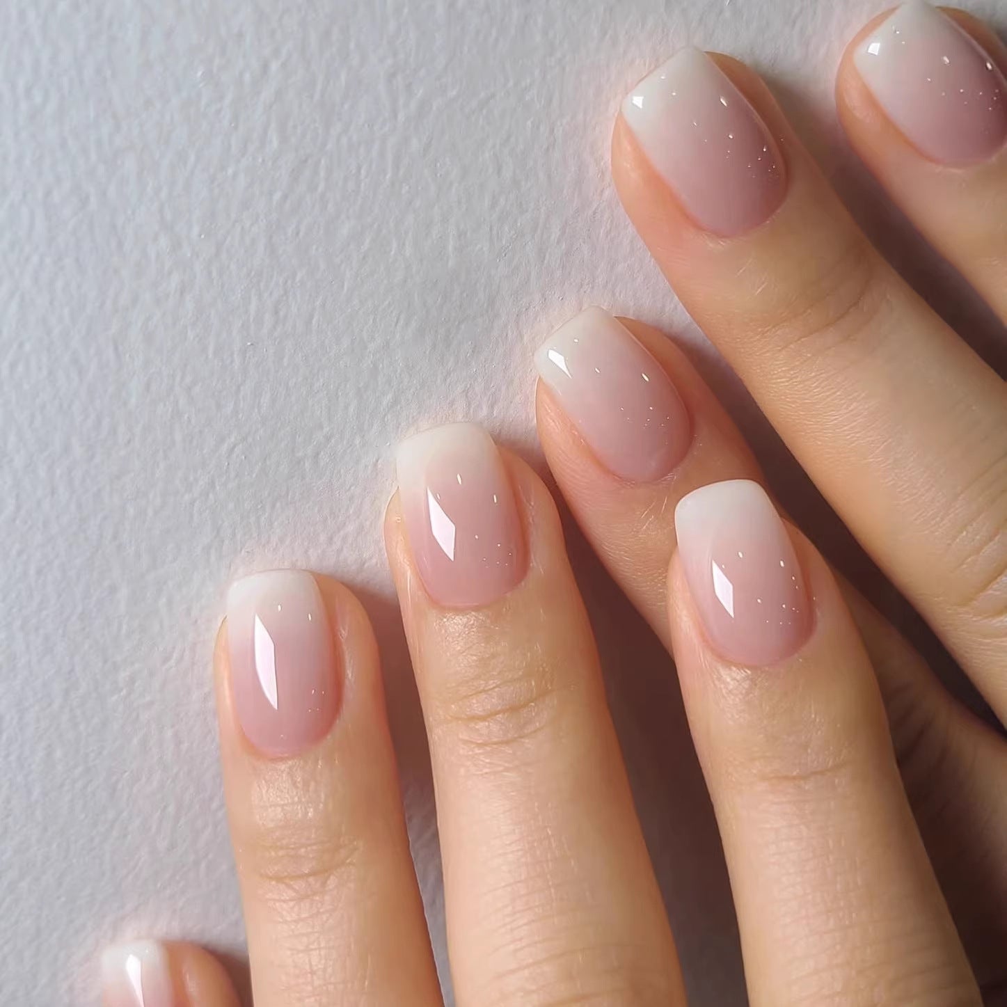 Pink white gradient Nails