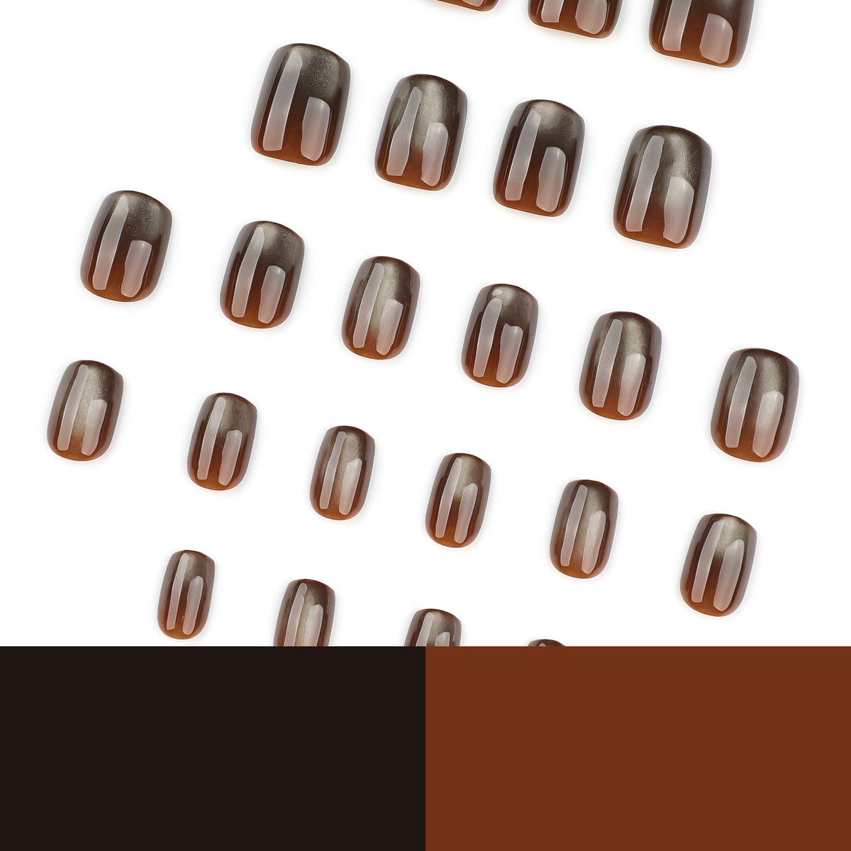 Dark brown cat's eye nails