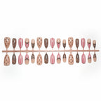 30pcs Black Lace Polka dot Stripe Almond Nails