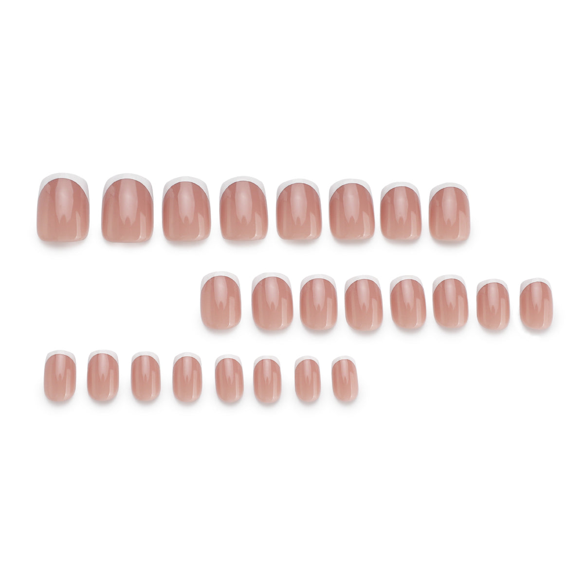 Short square white French-style nails