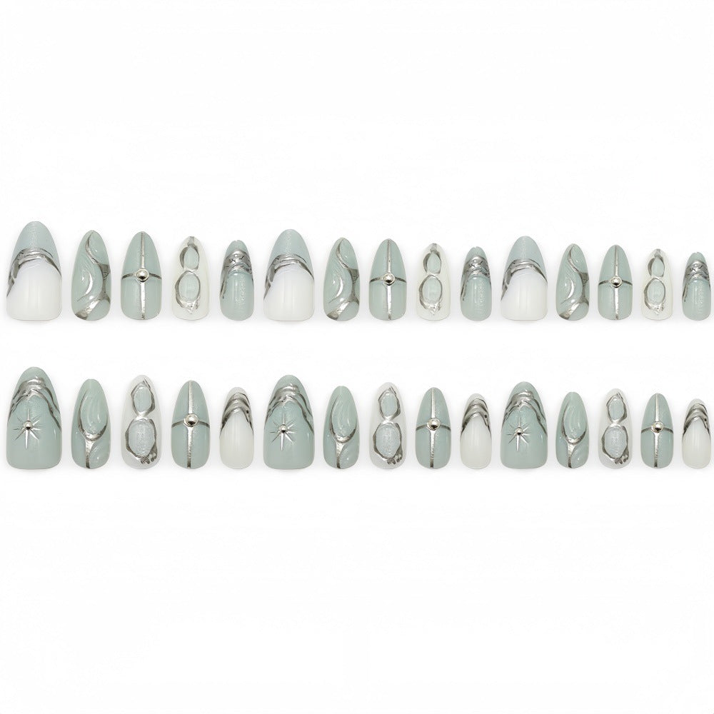 Starburst almond-shaped nails