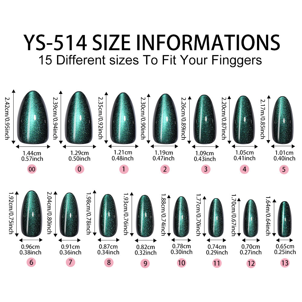 30 pcs Cat eye solid Almond Nails YS-514 set1