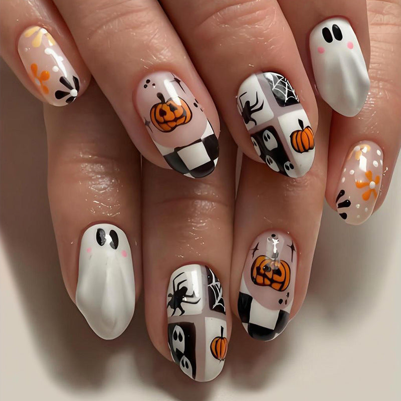 Halloween pumpkin nails