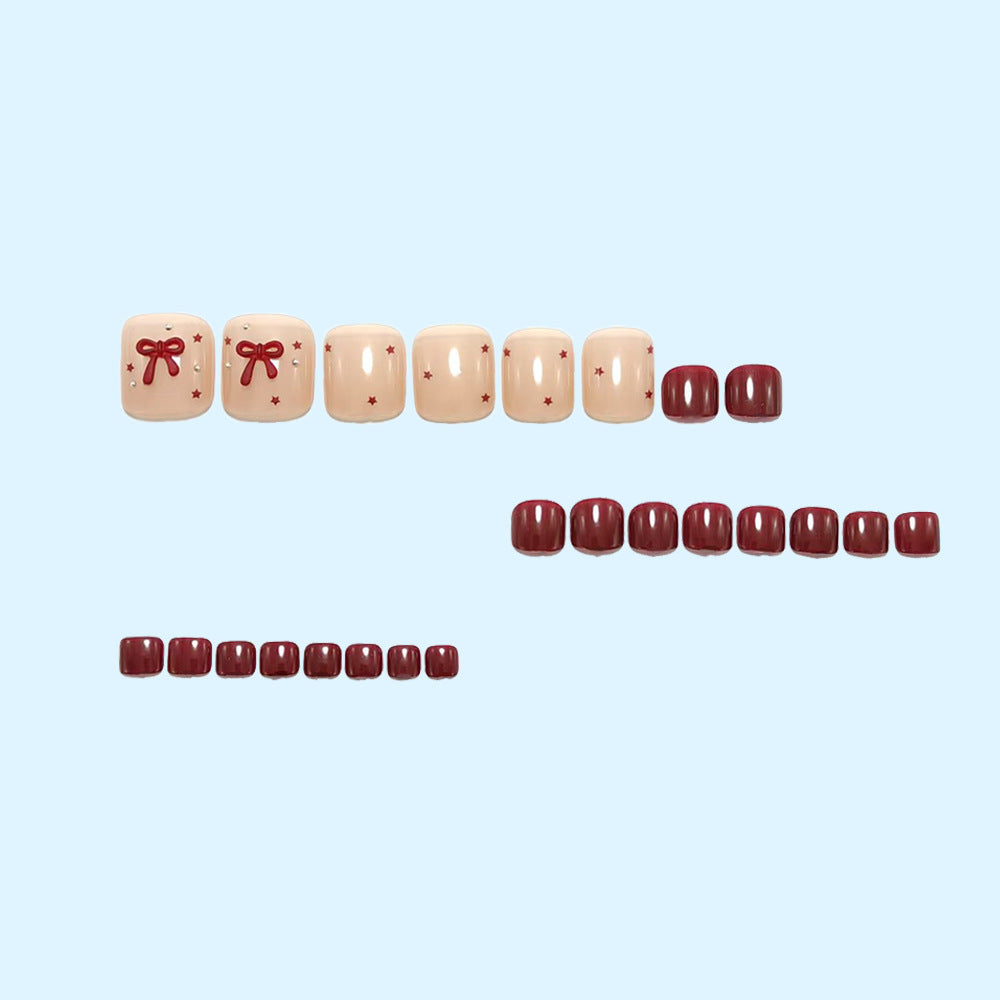 Bows flower-shaped toe nails