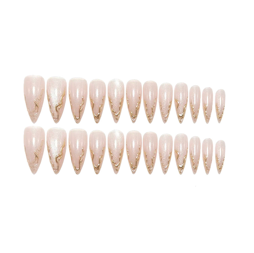 Nude pink gold-plated nails