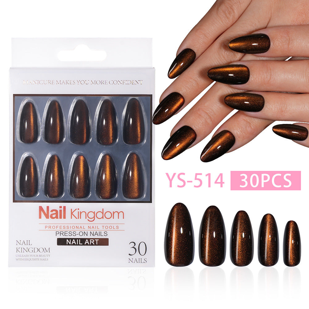 30 pcs Cat eye solid Almond Nails YS-514 set1