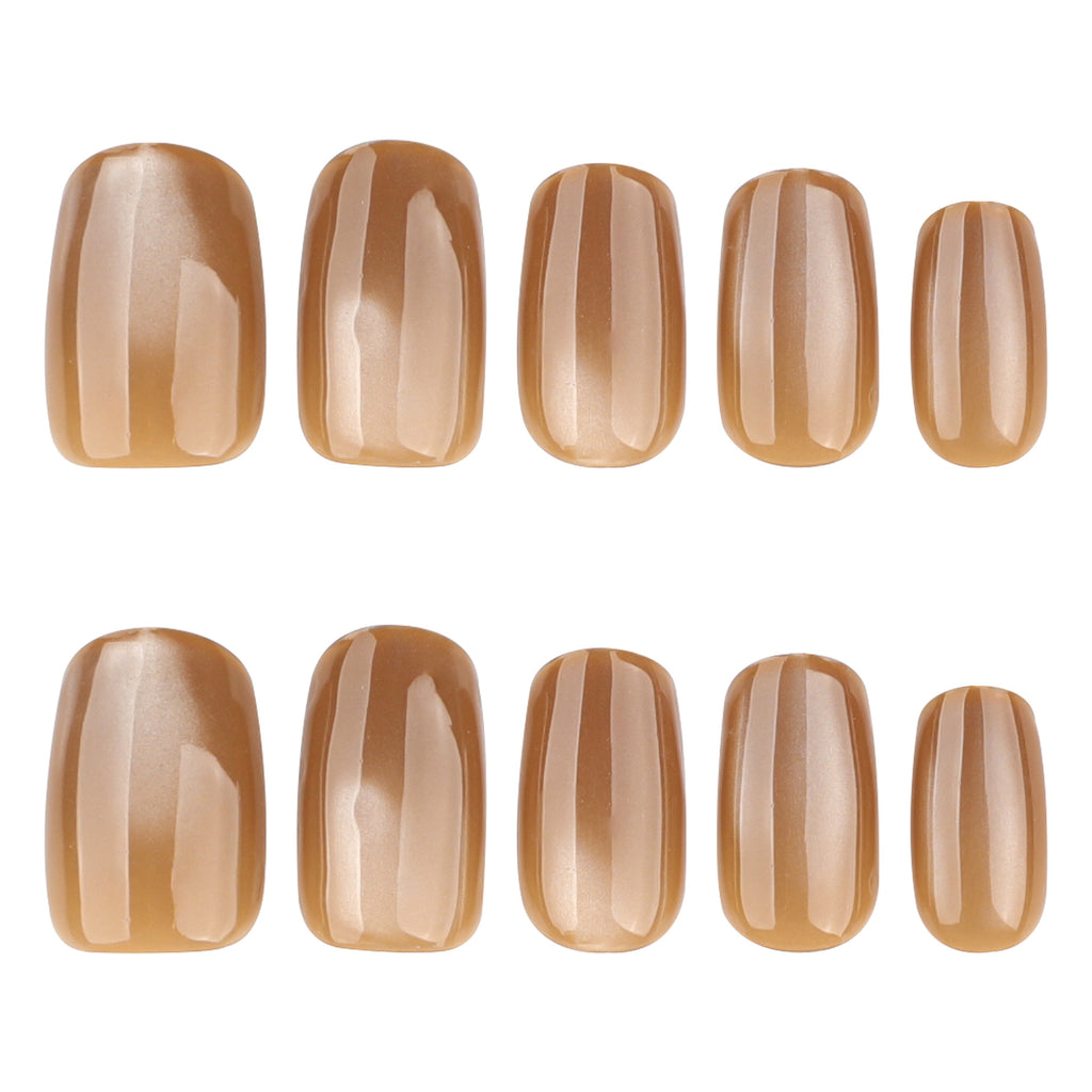 Orange-yellow cat's eye nails
