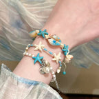 Beach vacation natural style starfish and shell bracelet