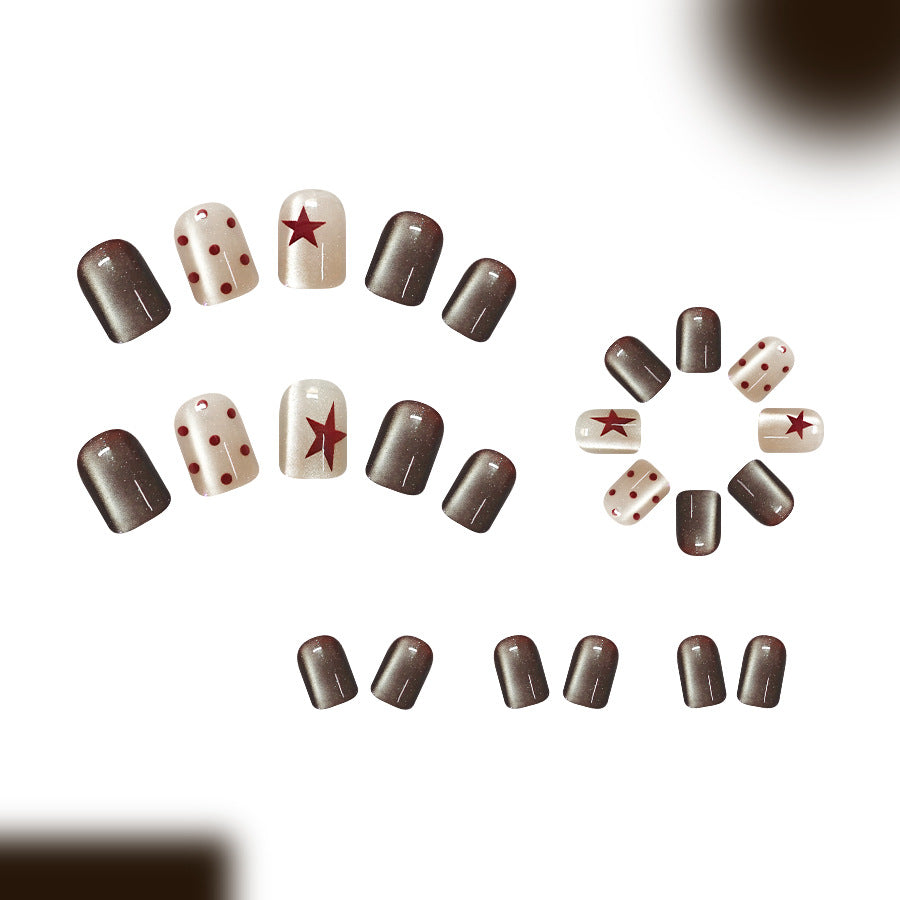 Polka dot five-pointed star nails