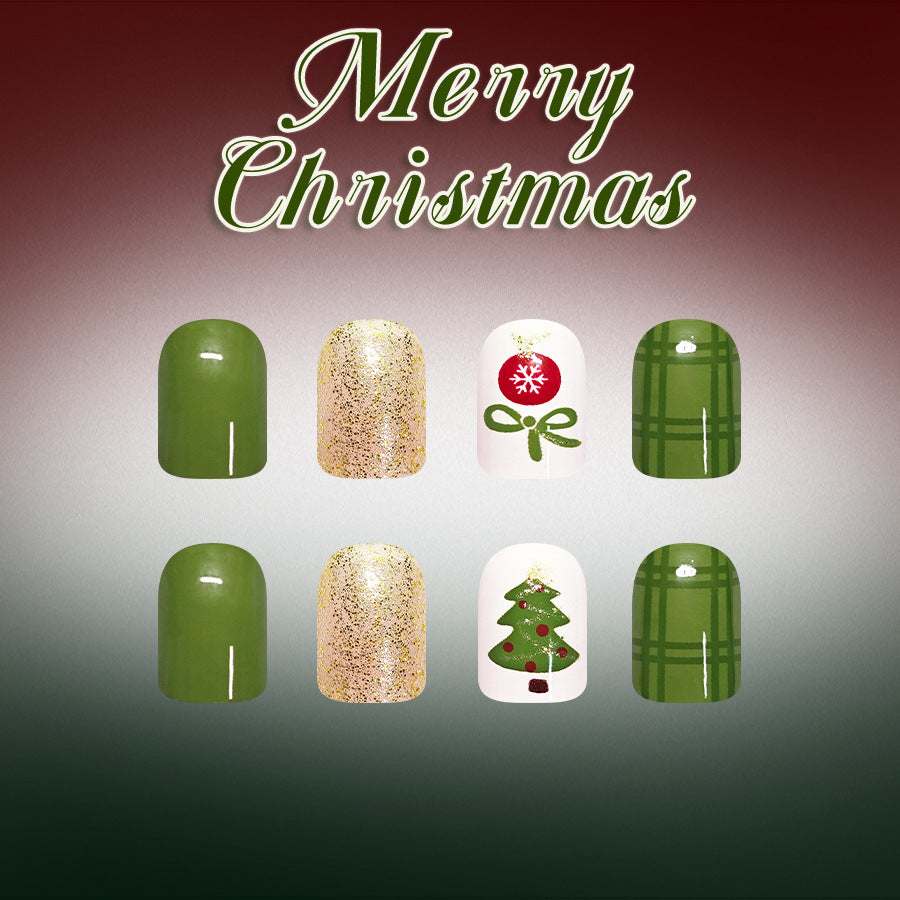 Moss green colored ball nails