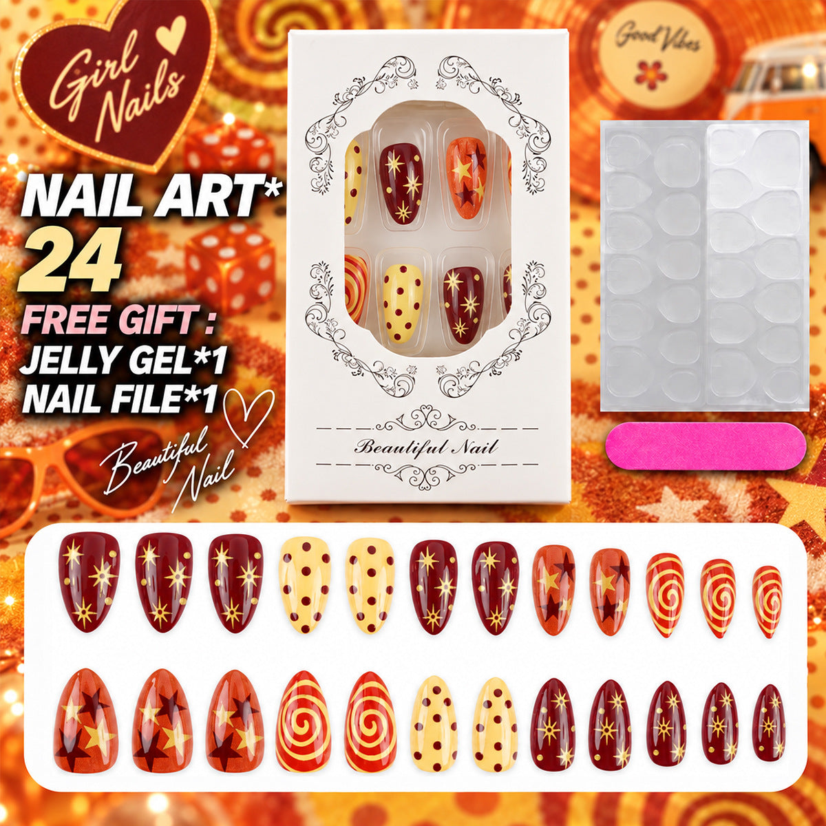 Tangerine star nails