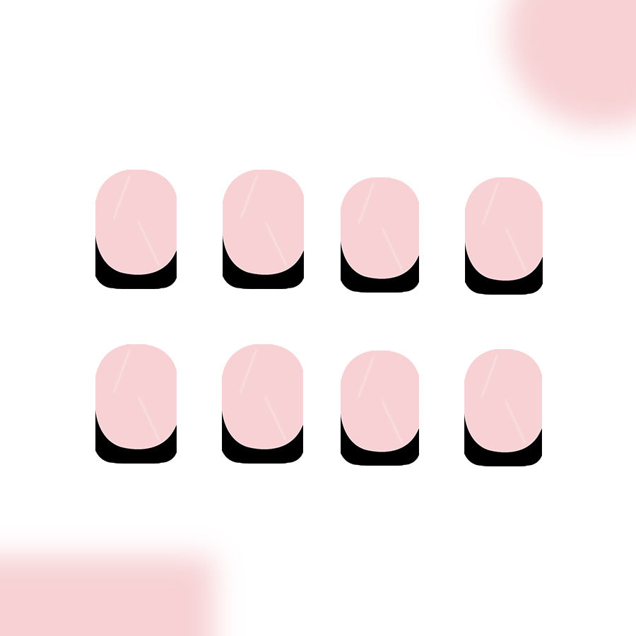 24pcs Short Square black lines French style nails