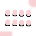 24pcs Short Square black lines French style nails