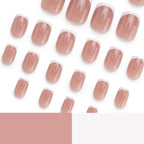 Short square white French-style nails