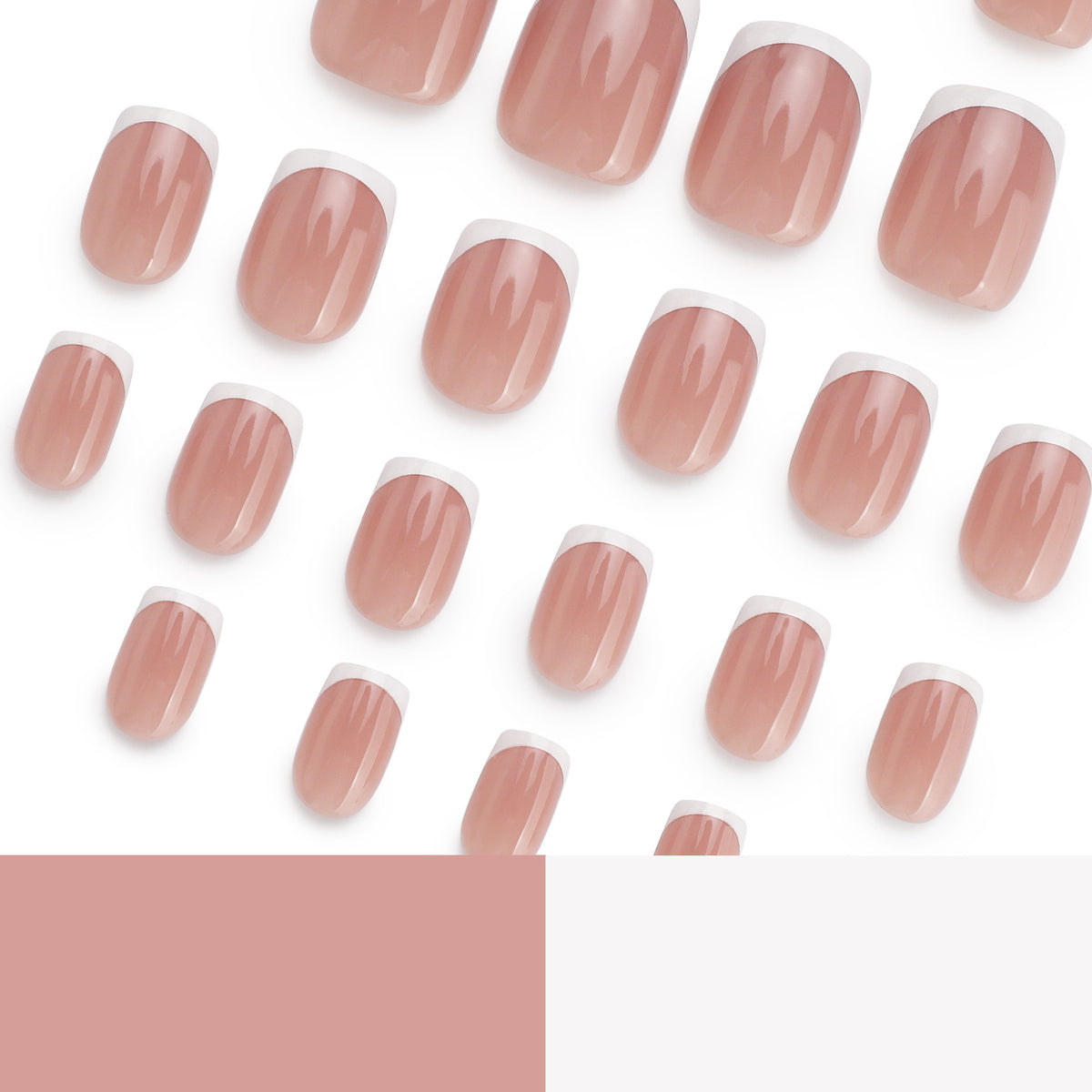 Short square white French-style nails