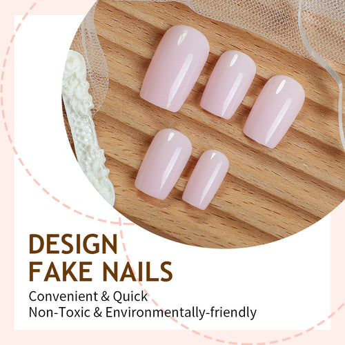 24pcs Long Pure pink color Nails