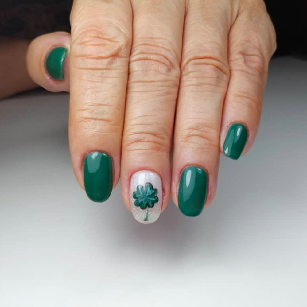 24pcs St. Patrick's Four-leaf clover Versatile nails
