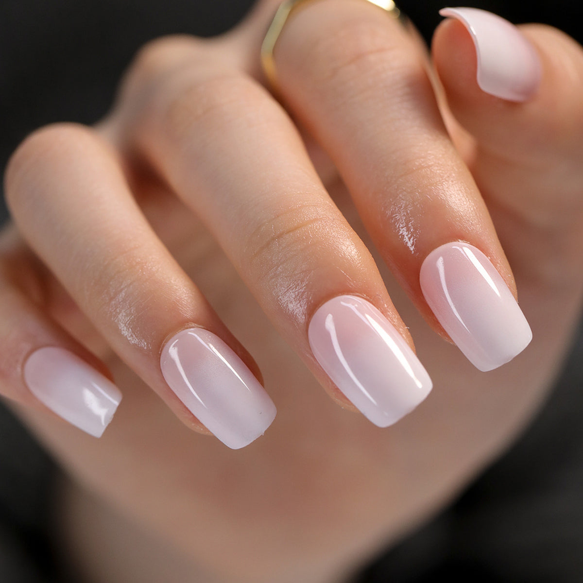 Gradient peach aurora nails
