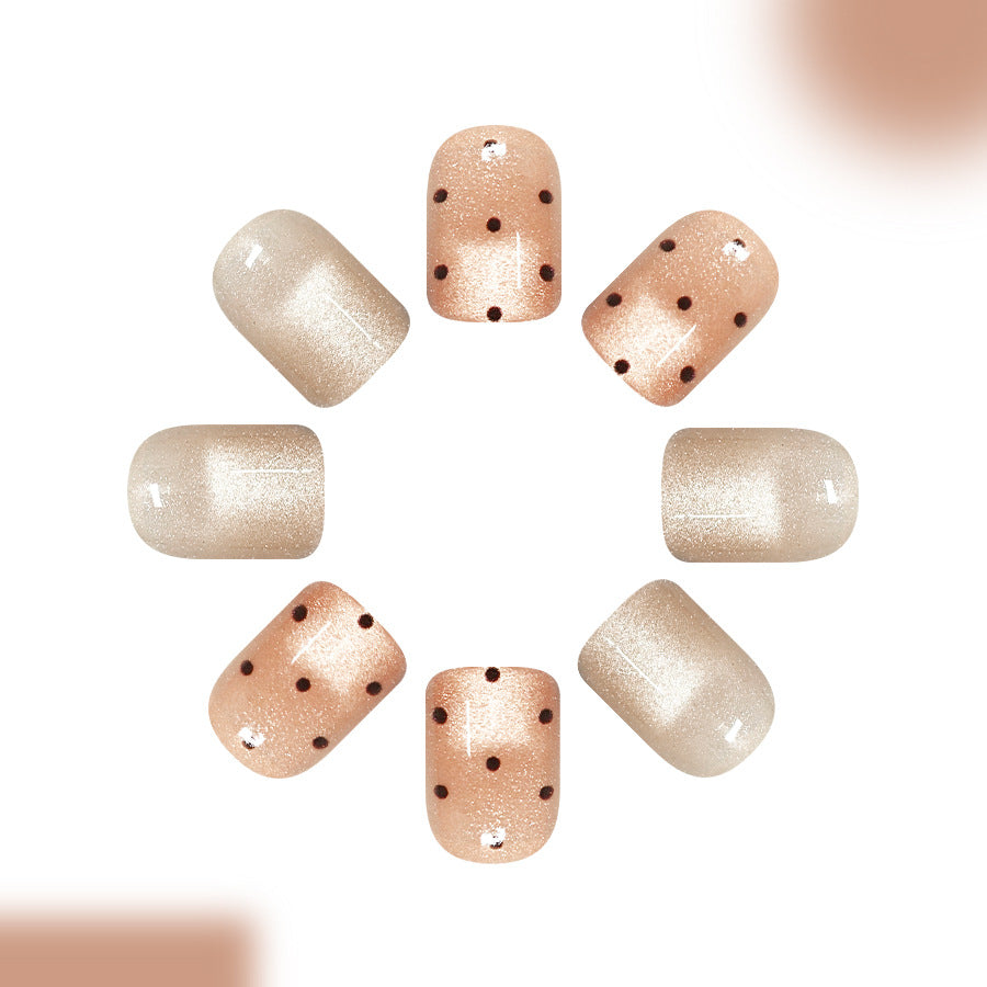 24pcs Short Square patterned Cat-eye Press on nails