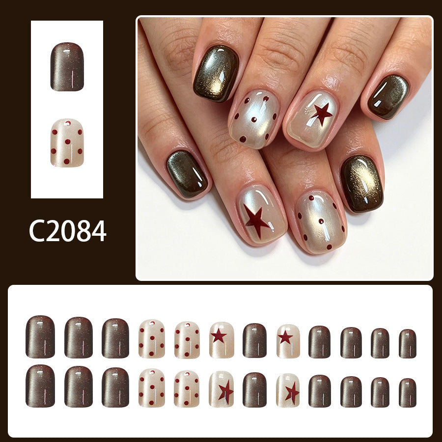 Polka dot five-pointed star nails