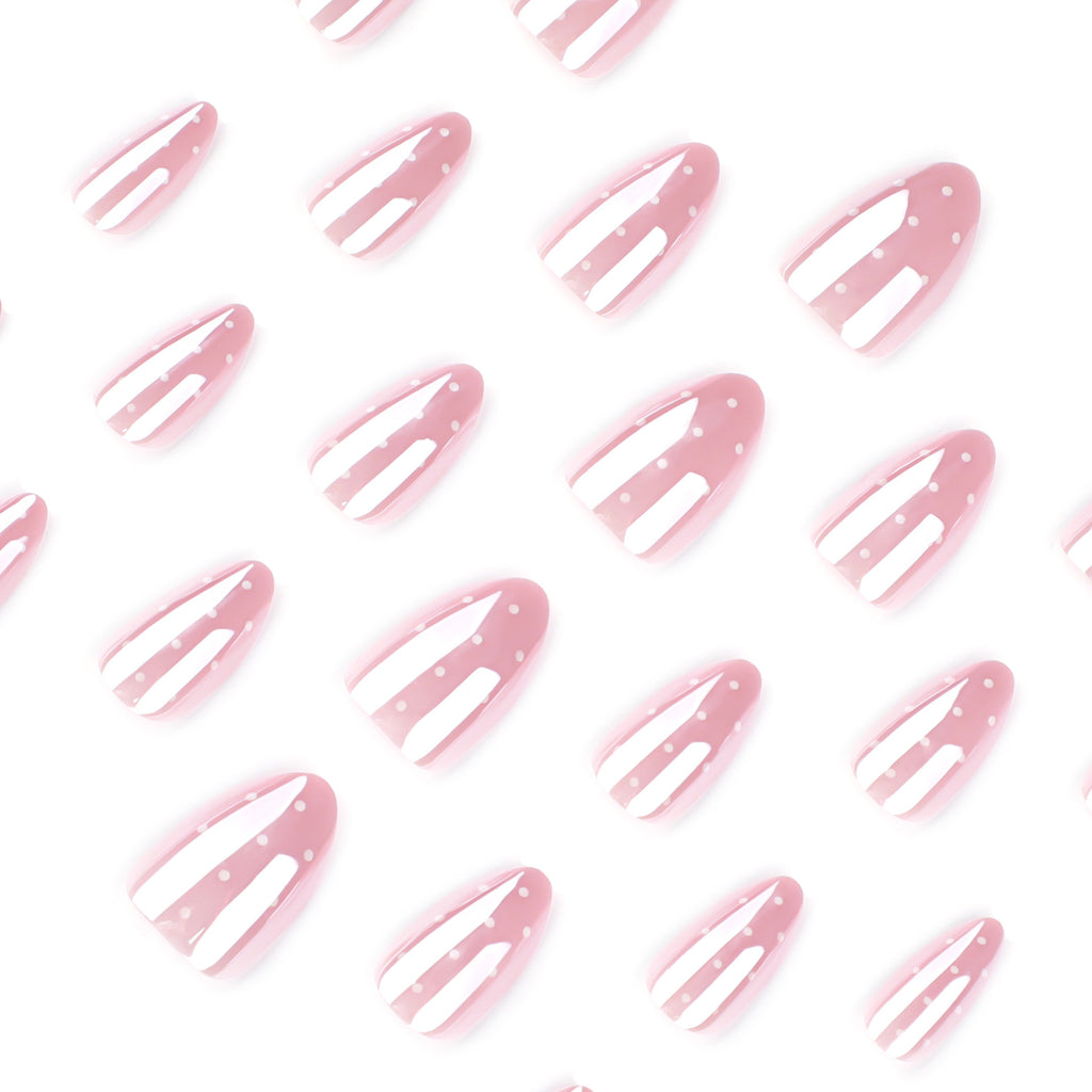 Pink polka dot nails
