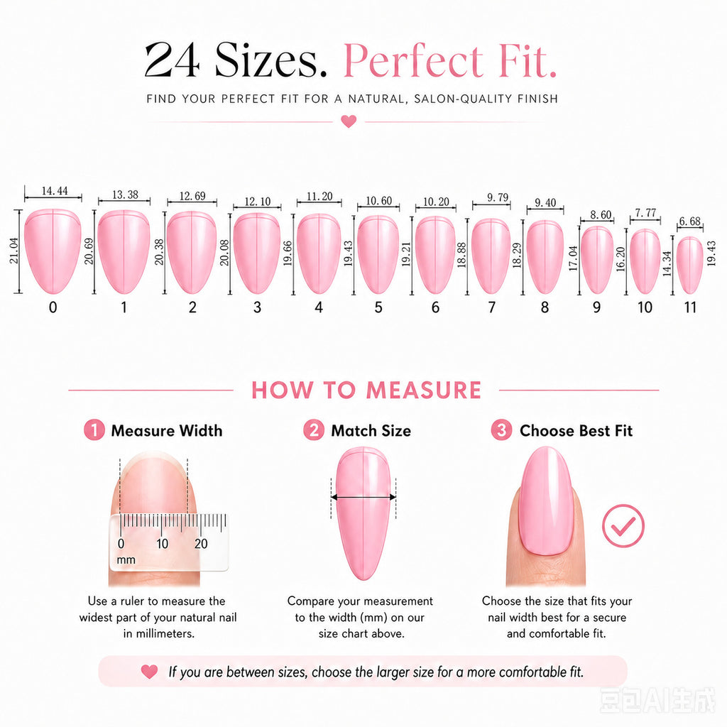 24pcs Medium Almond nude French nails