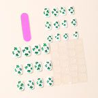 24pcs St. Patrick's Short Square White Four-leaf Stars Nails
