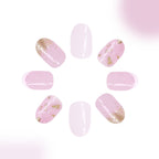 24pcs Oval White French gradient with glitter Nails