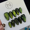 24pcs Green Sea Turtle Cat-eye Nails