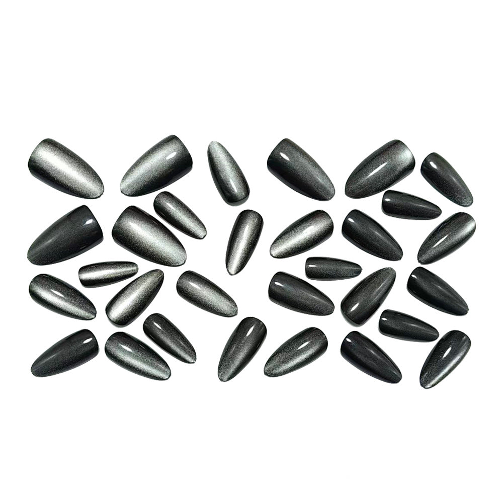 30pcs Black Cat Eye Starry Sky Press on nails
