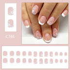 24pcs Short square French-style cute flowers